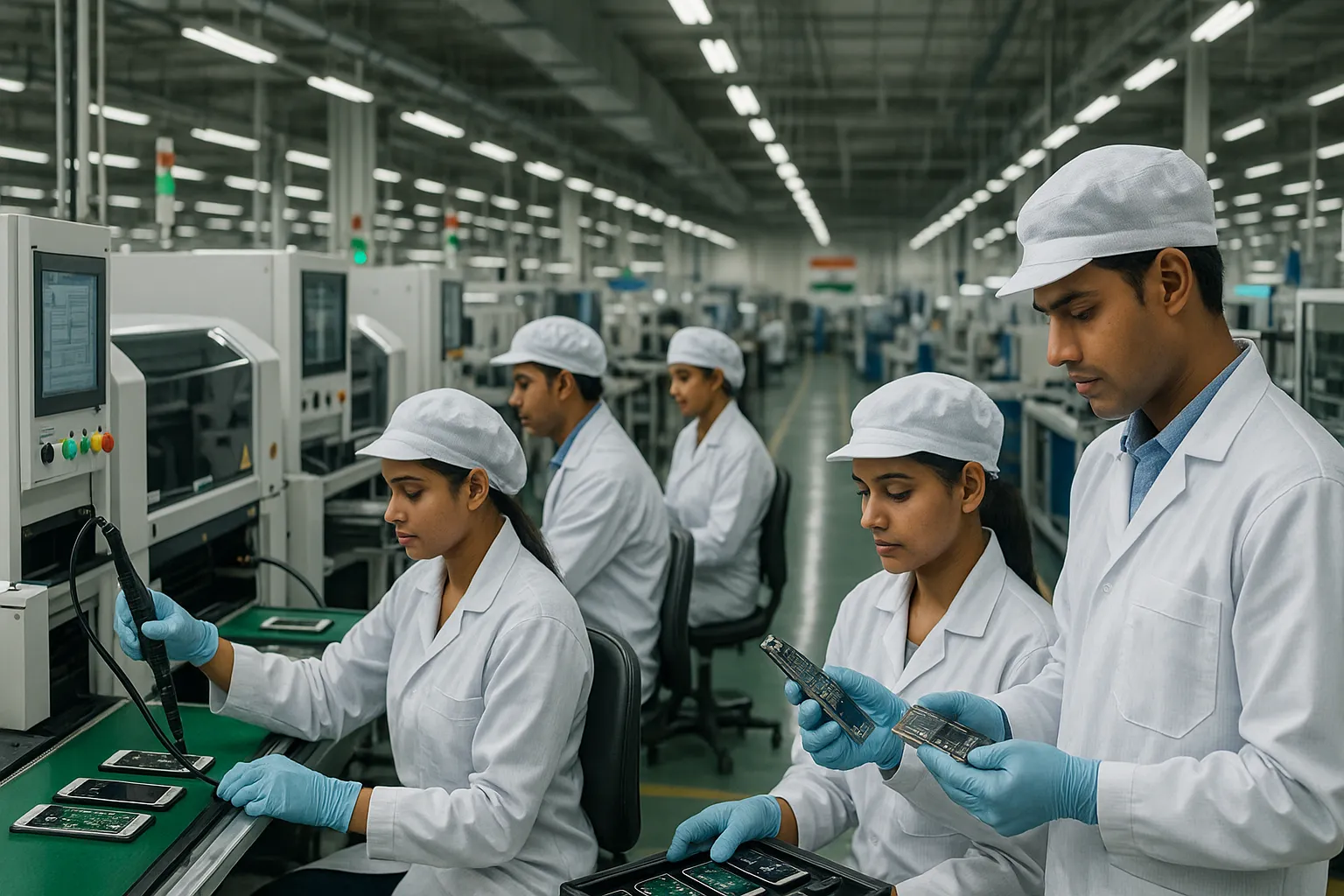 인도의 스마트폰 제조 시설을 표현한 이미지. AI 생성 이미지