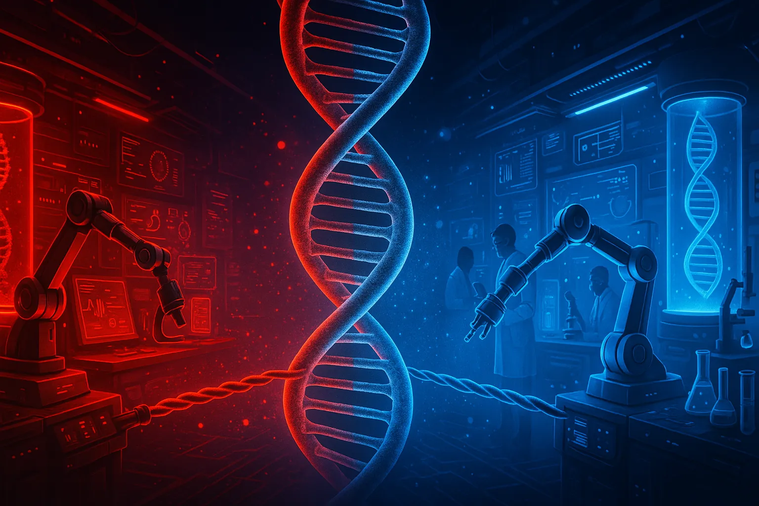 미국과 중국의 바이오 기술 경쟁을 표현한 이미지. AI 생성 이미지