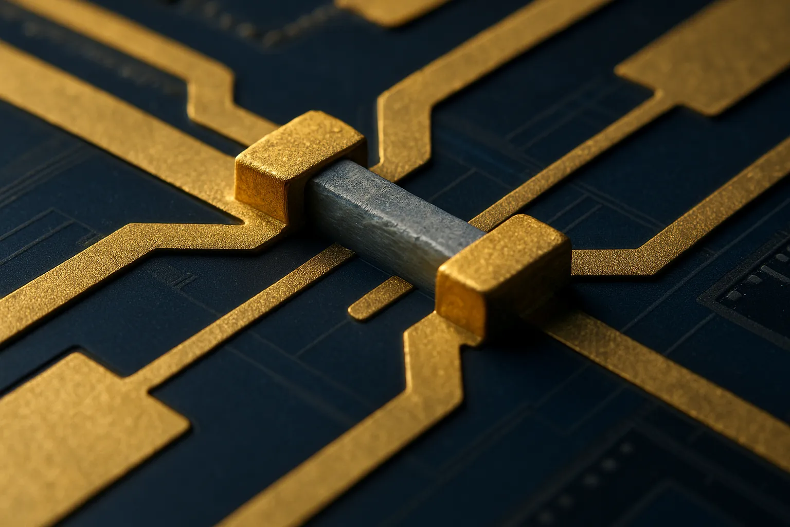 비스무트 트랜지스터를 표현한 이미지. AI 생성 이미지. 실제 트랜지스터와 관련 없음.