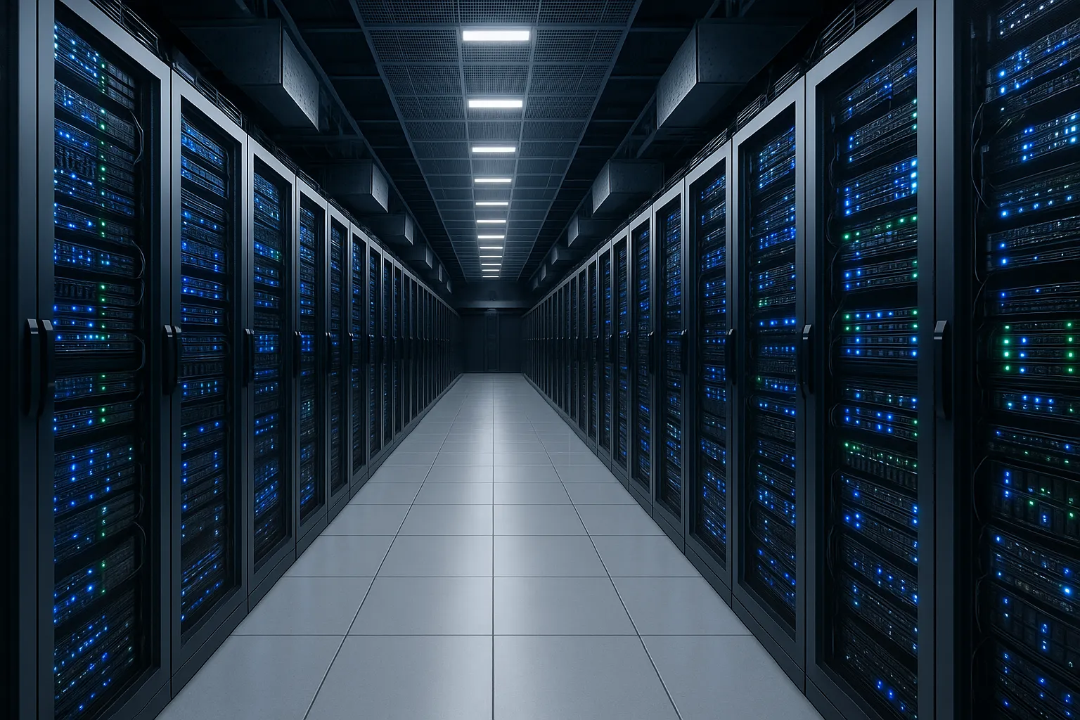 고성능 데이터 센터를 표현한 이미지. AI 생성 이미지.
