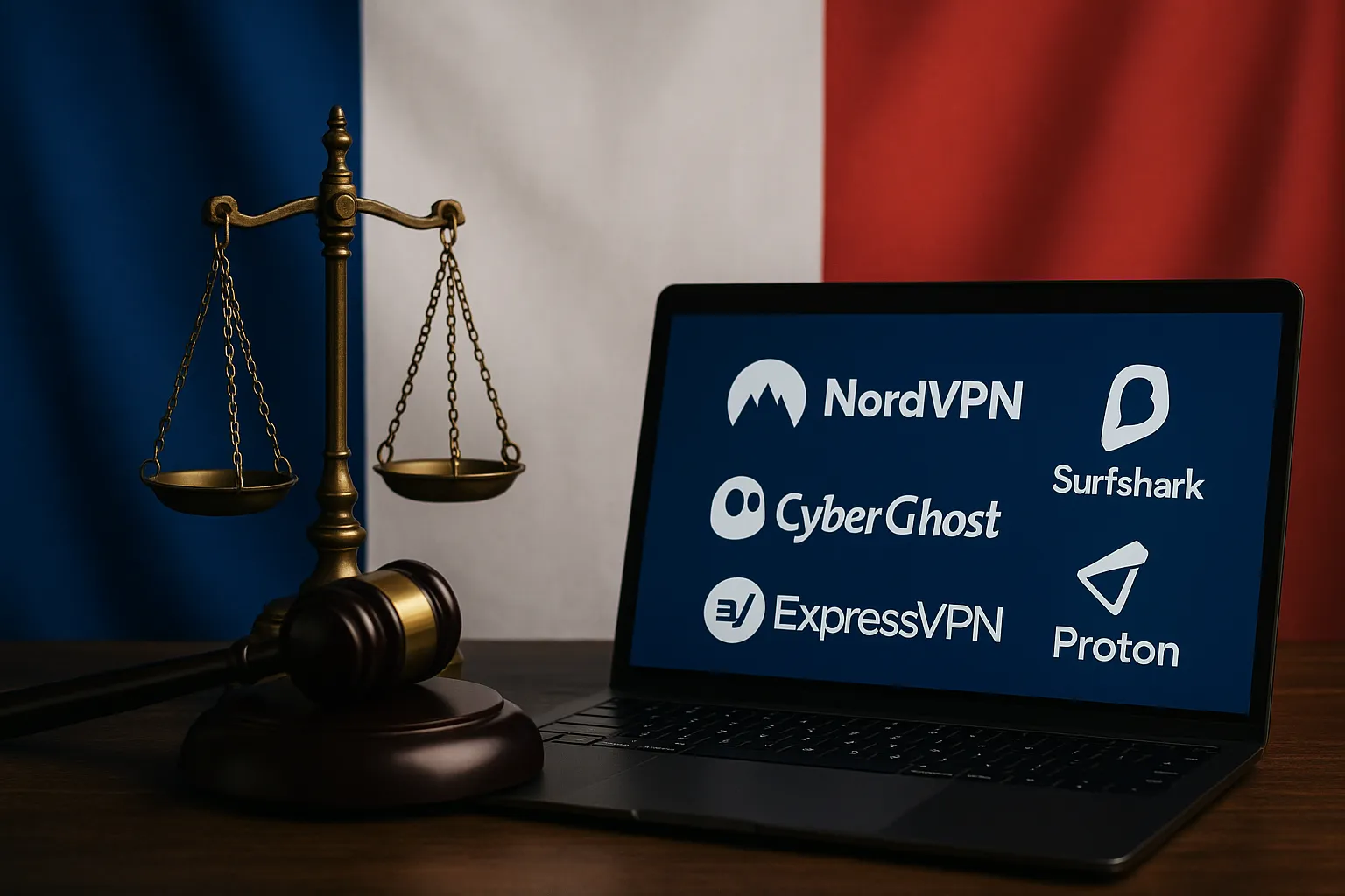 VPN 업체에 판결을 내린 프랑스 법원을 표현한 이미지. AI 생성 이미