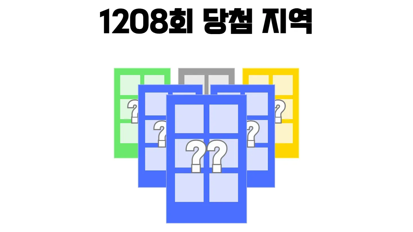 로또 1208회차의 2등 당첨 지역과 2등 당첨 판매점 목록 이미지
