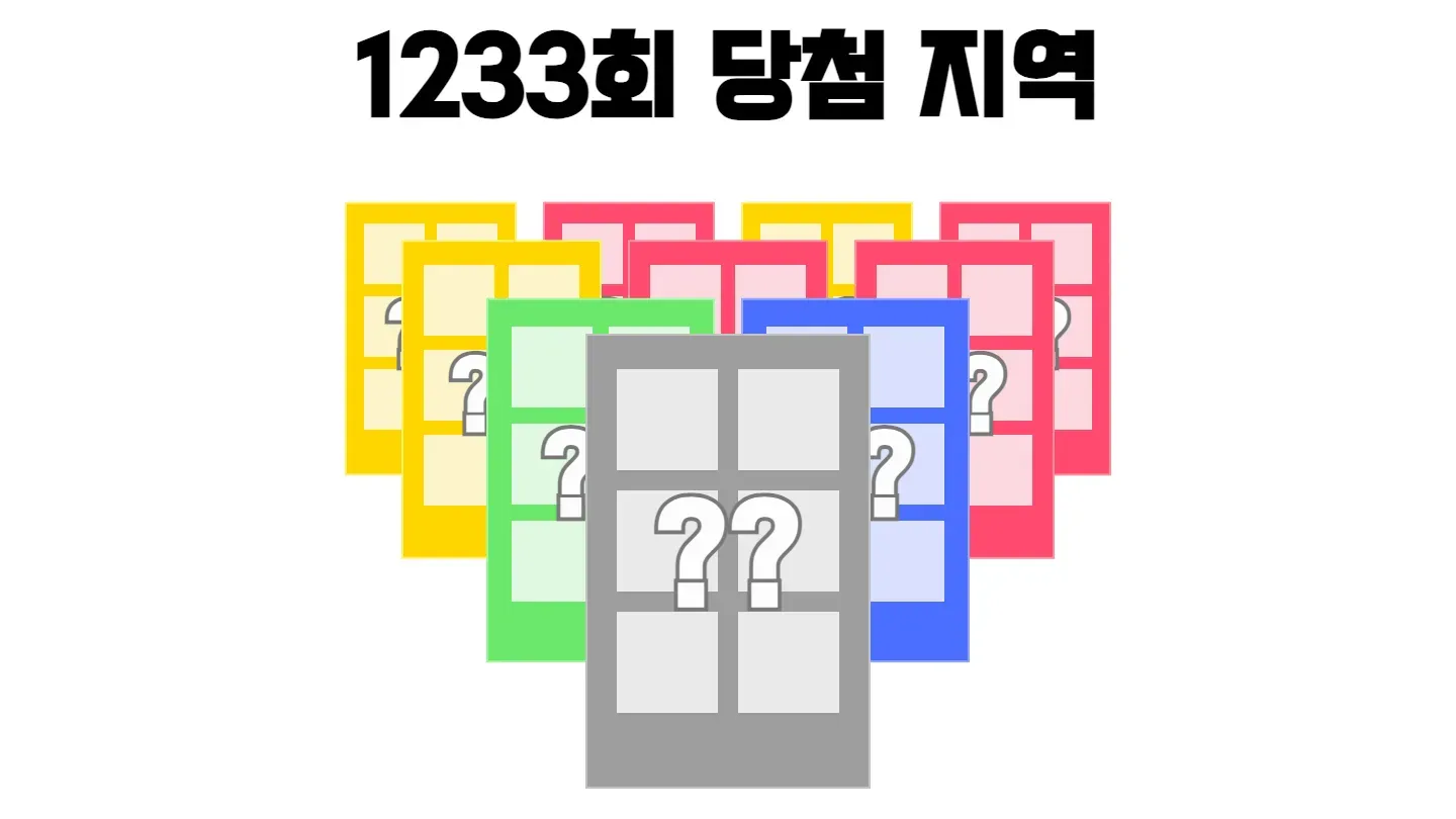 로또 1233회차의 2등 당첨 지역과 2등 당첨 판매점 목록 이미지