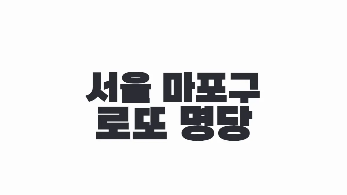 서울 마포구 로또 명당 이미지