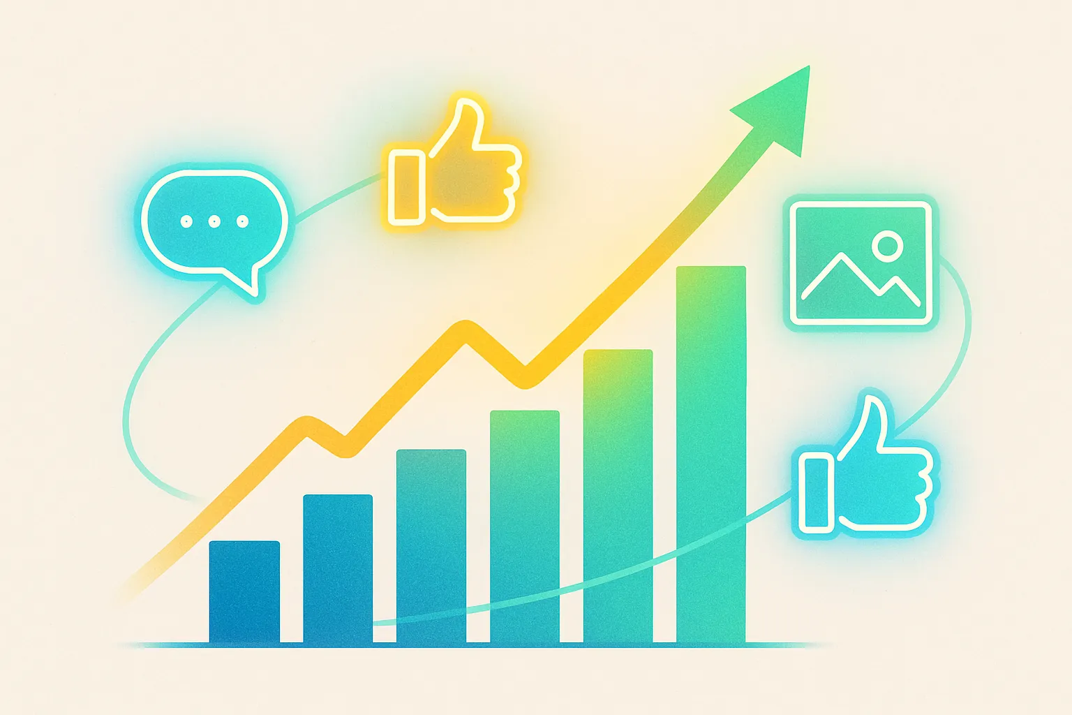 메타의 실적 상승을 그래프로 표현한 그래픽 디자인 일러스트. AI 생성 이미지.