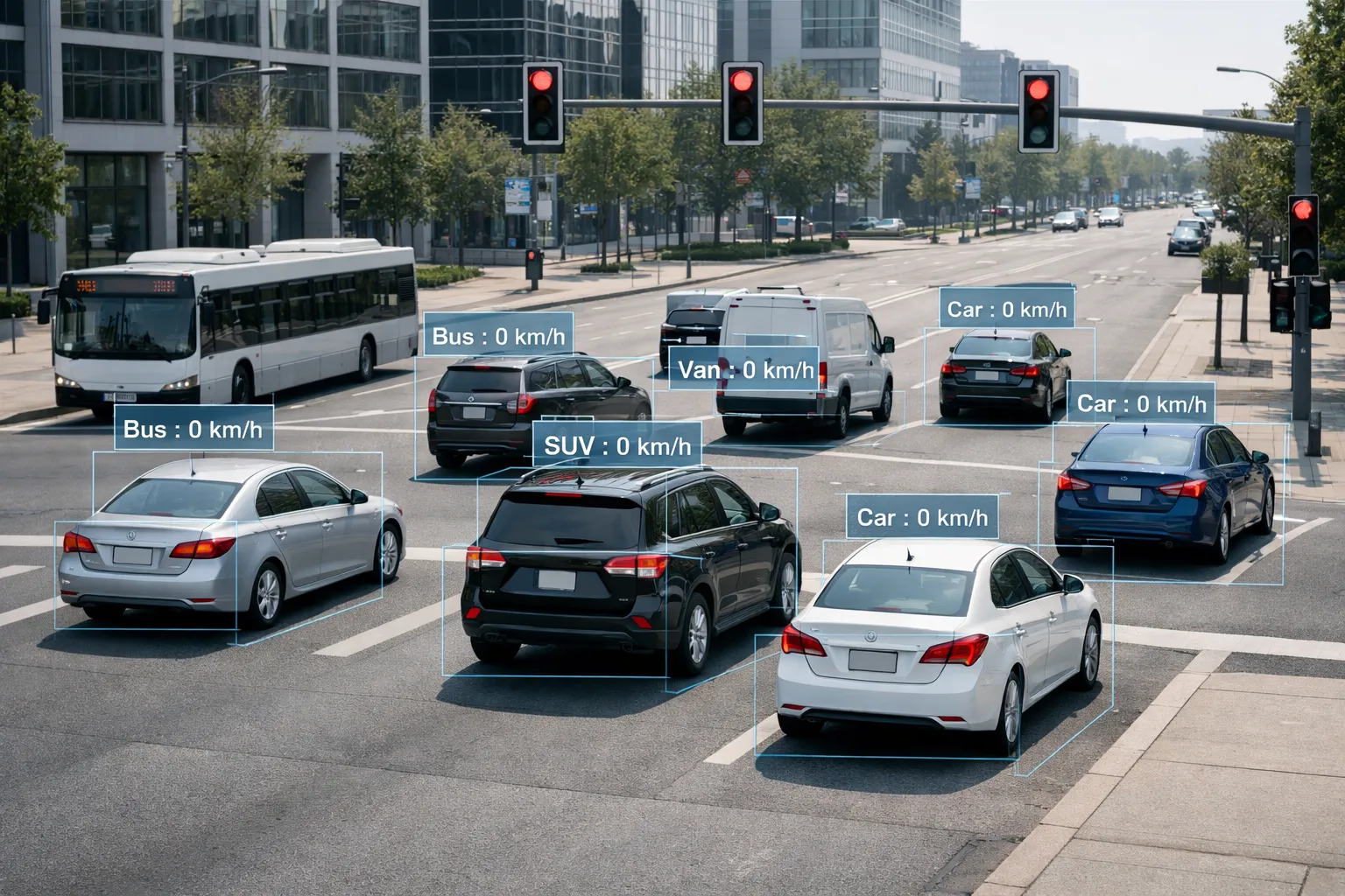 AI가 교통을 분석하는 모습을 표현한 AI 이미지. 실제 노타 AI와 관련 없는 이미지