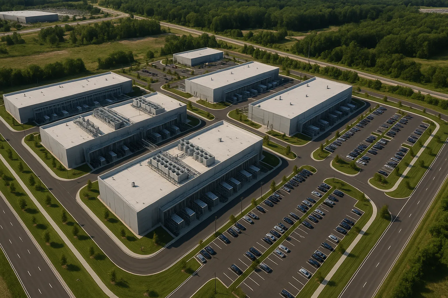 대형 데이터 센터를 표현한 이미지. AI 생성 이미지. 실제 프로젝트와 관련 없음