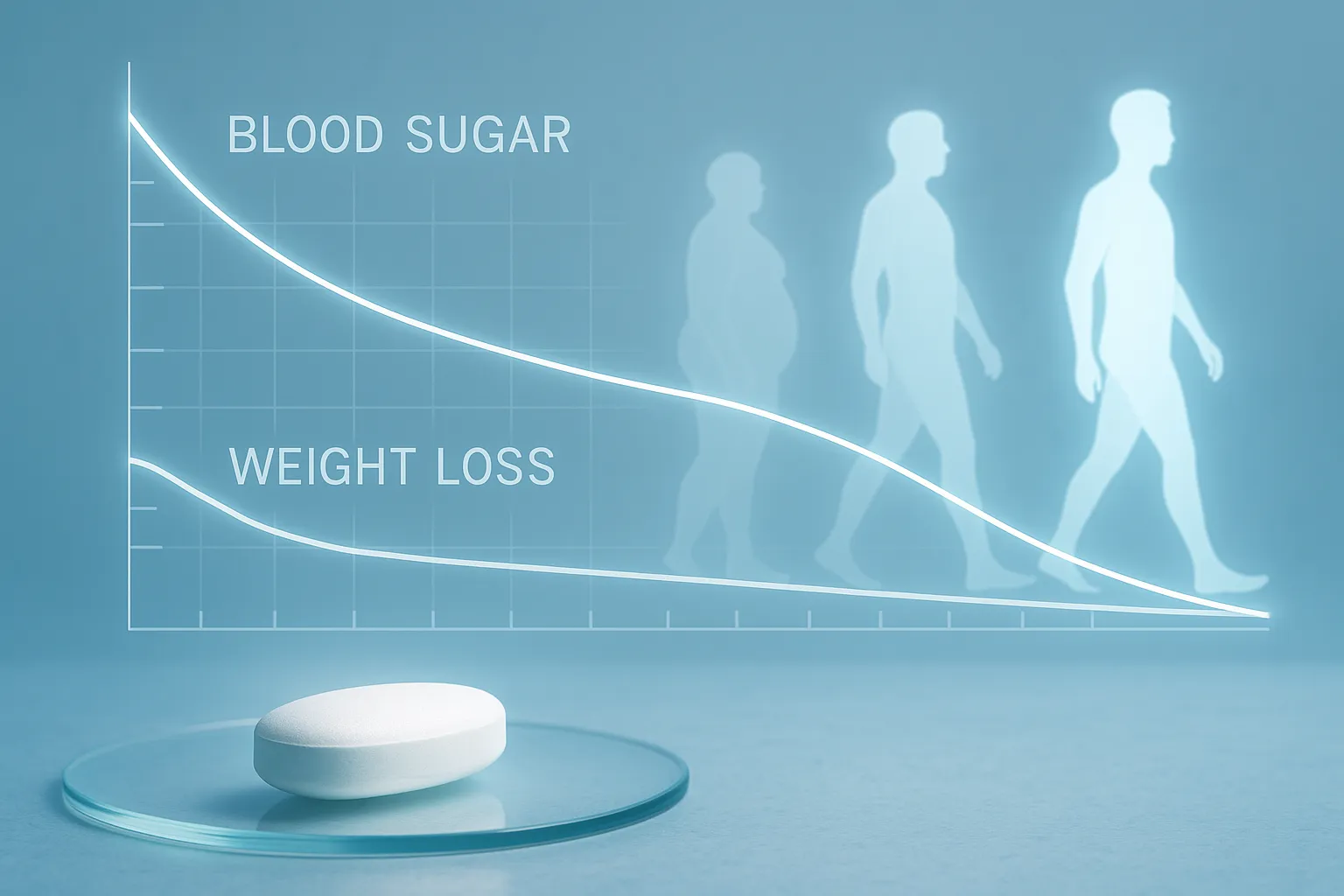 체중 감량과 혈당 개선을 시각화한 이미지. AI 생성 이미지.
