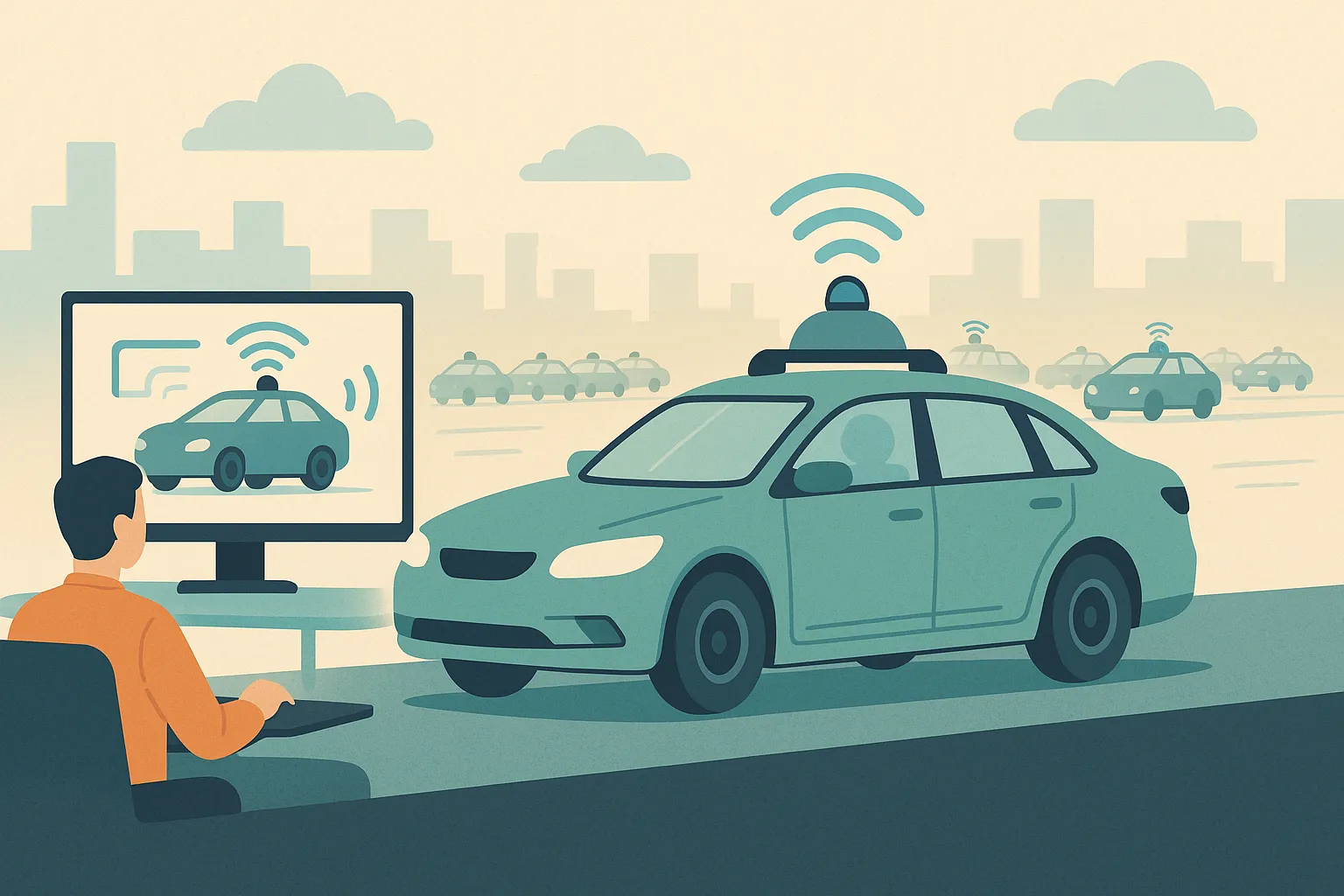 로봇택시를 표현한 이미지. AI 생성 이미지.