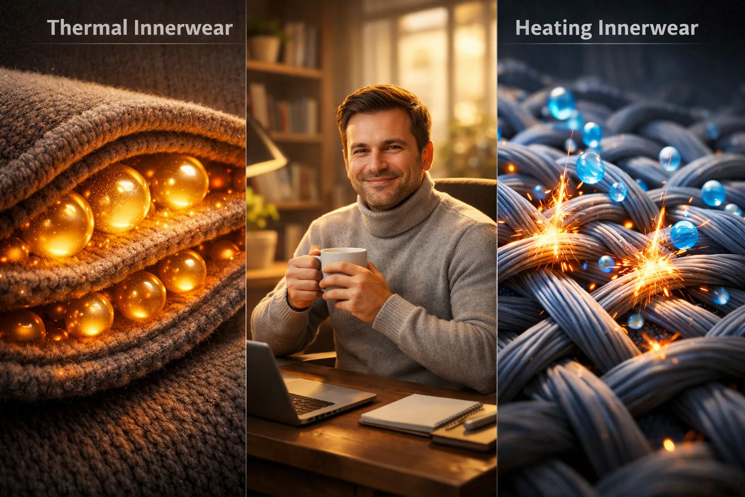 발열 내복과 보온 내복의 방식을 표현한 이미지 AI 생성 이미지
