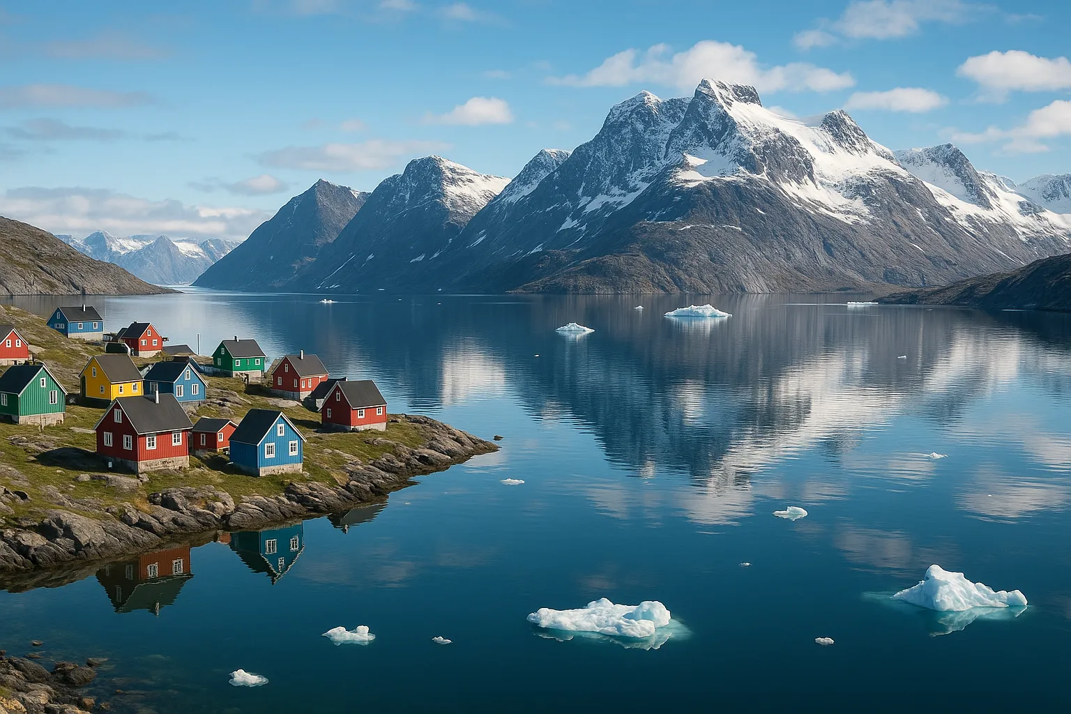 빙하가 녹고 있는 그린란드를 표현한 이미지. AI 생성 이미지