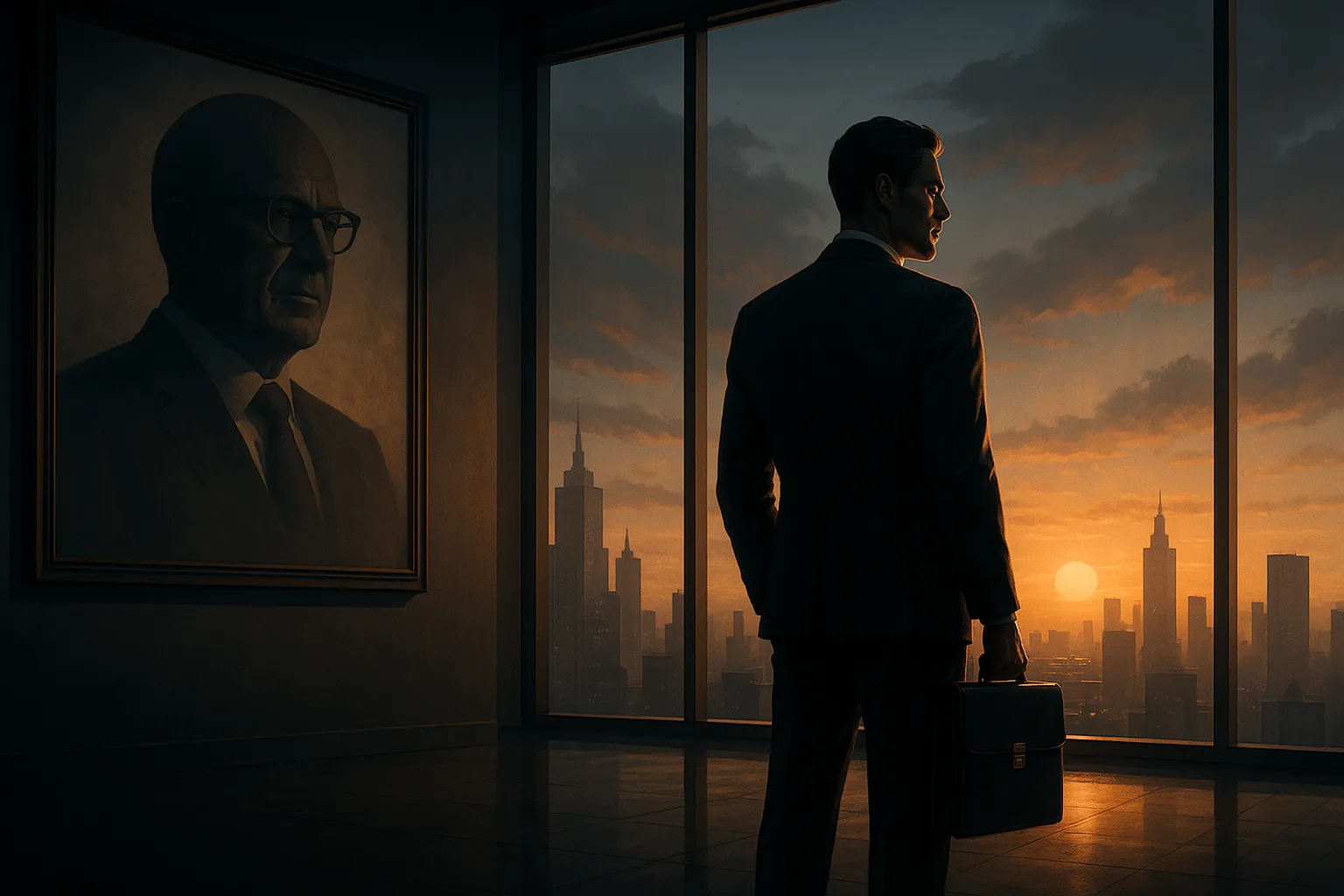 CEO 교체를 표현한 이미지. AI 생성 이미지.