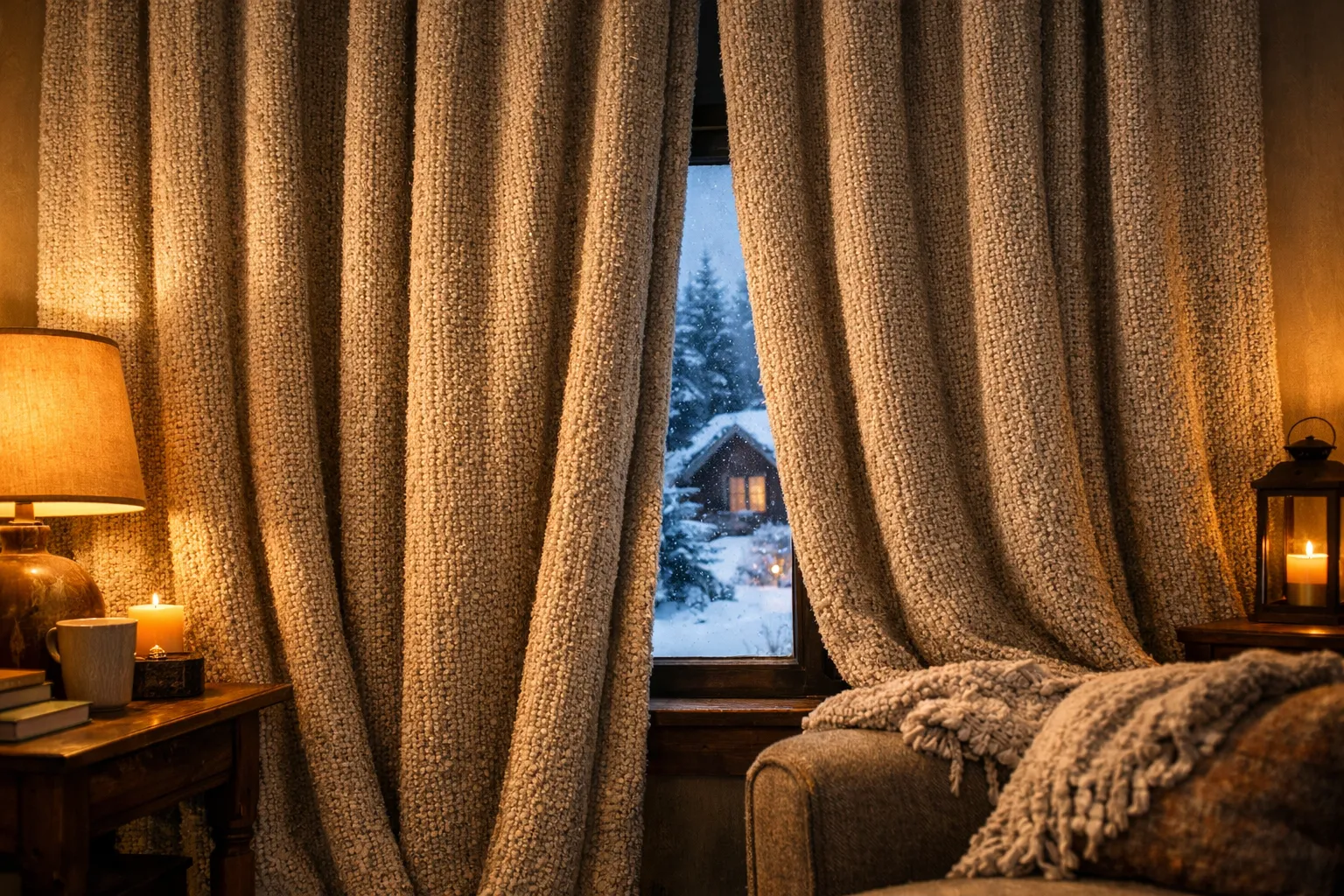 겨울철 실내를 표현한 이미지. AI 생성 이미지.